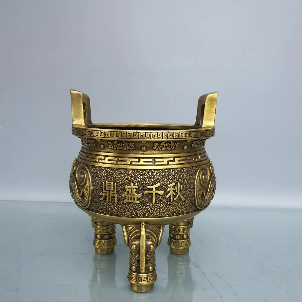 

Home Decor 8"Chinese Seikos Bronze Statue of beast Heyday Three-legged beast head incense Incense burner