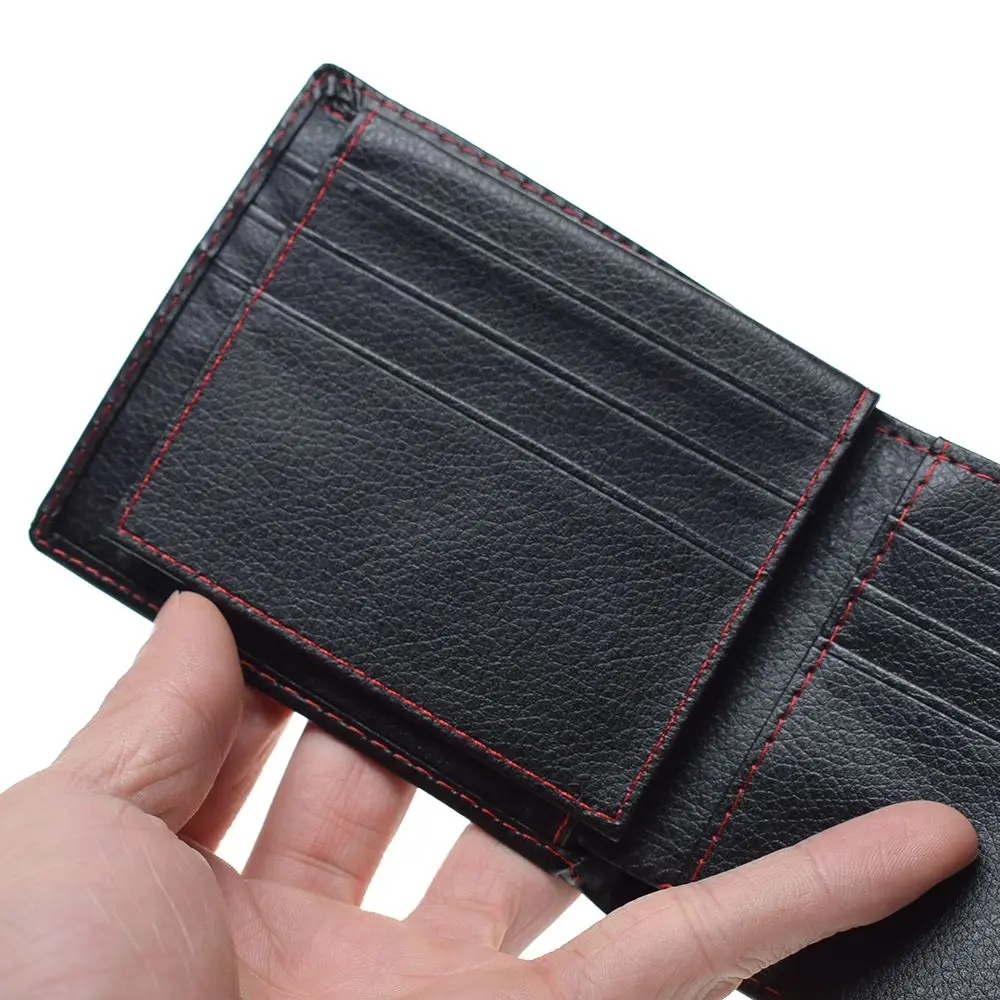 

New Black Mens Leather Credit Card Holder Wallet Bifold ID Cash Trifold Purse Clutch Dollar Slim Purse Wallet Money Clip