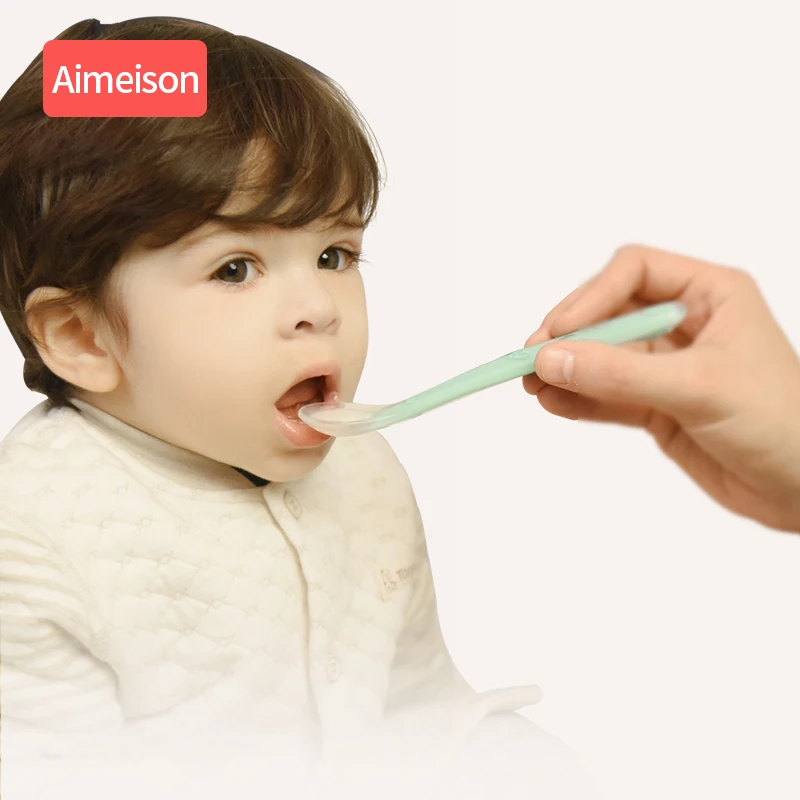 Силиконовая детская ложка для кормления детские блюда посуда детей столовые