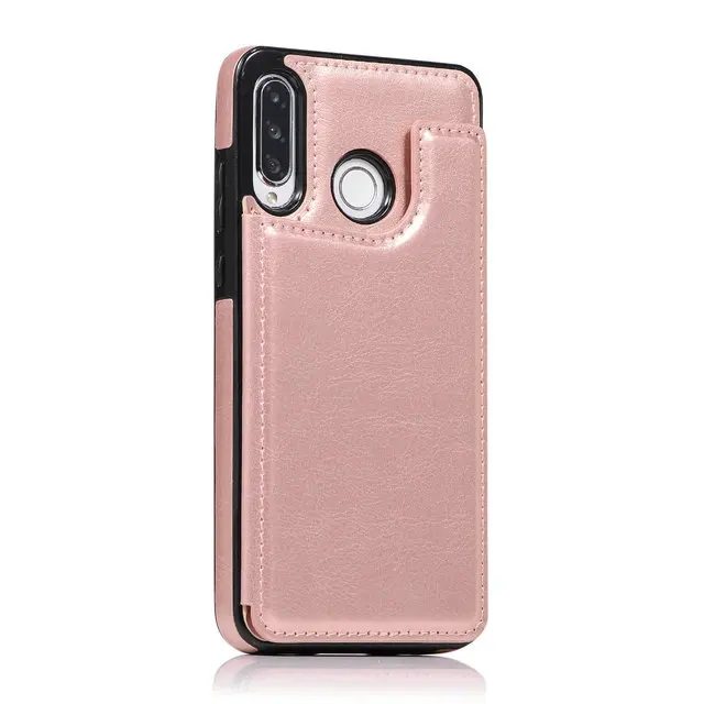 Розовый Чехол для huawei P30 Pro, чехол для huawei P30 Lite, кожаный чехол со слотом для карт, кошелек для huawei P30, чехол с откидной крышкой, Haiwei P30Pro P30Lite - Цвет: Розовый
