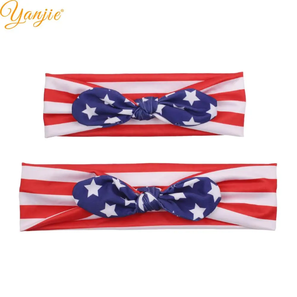 Мама и ребенок July 4th повязка на голову 2021 американская ткань со звездами крест