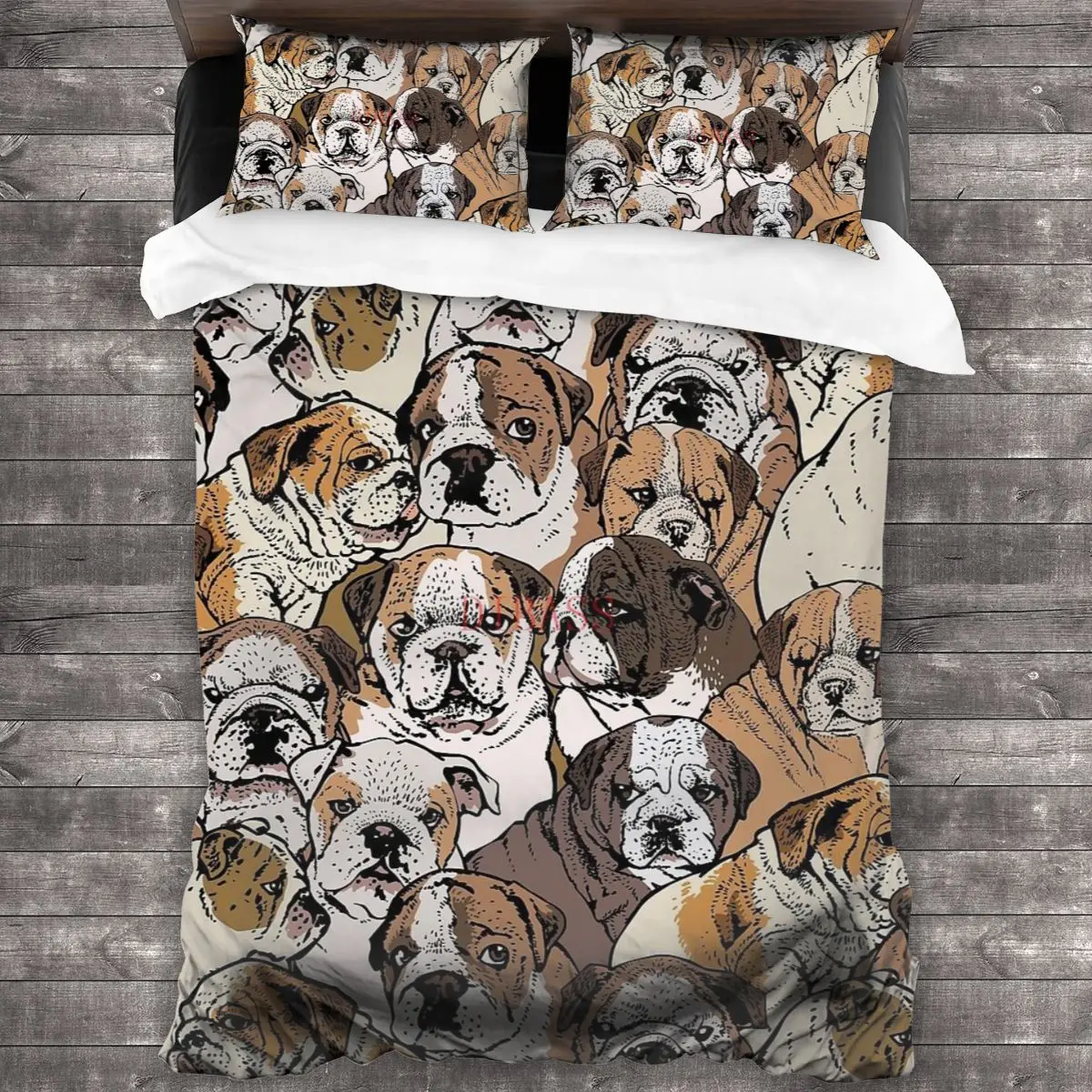 

Social English Bulldog 100%Pure Cotton Comforter Set with 2 Pillowcase,Soft Microfiber Duvet Cover Set, Bedding Sets Bed Set