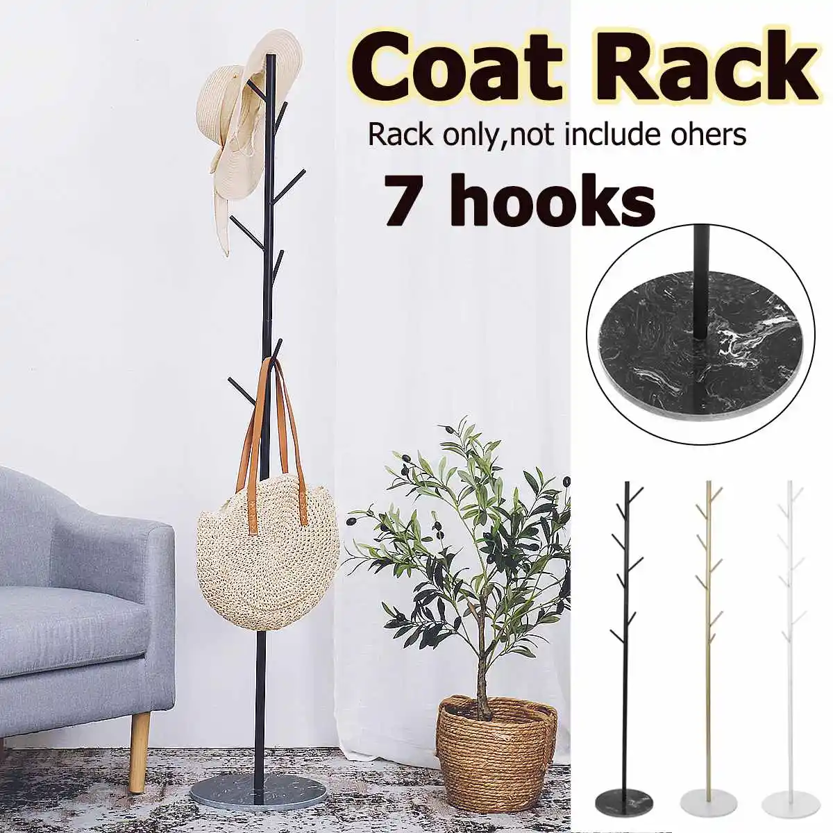 

Coat Stand Clothes Tree Metal Assembled Hangers Hat Coat Display Standing Rack Hanger Bedroom Clothing Organizer Furniture 7Hook