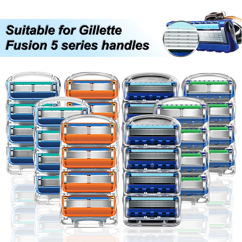 

Men's shaver Safety Straight Razor Blades Gillette Fit Fusion 5 For Men Safety Shaving Machine Heads New Replacement blades