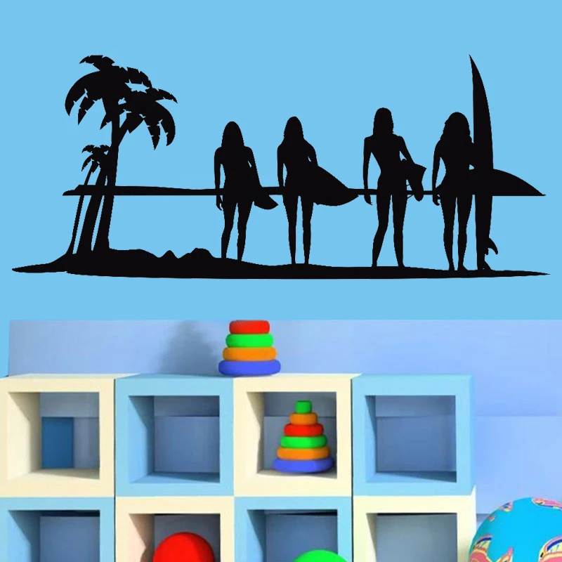 Женская наклейка для серфинга волнистая Настенный декор комнаты девушек