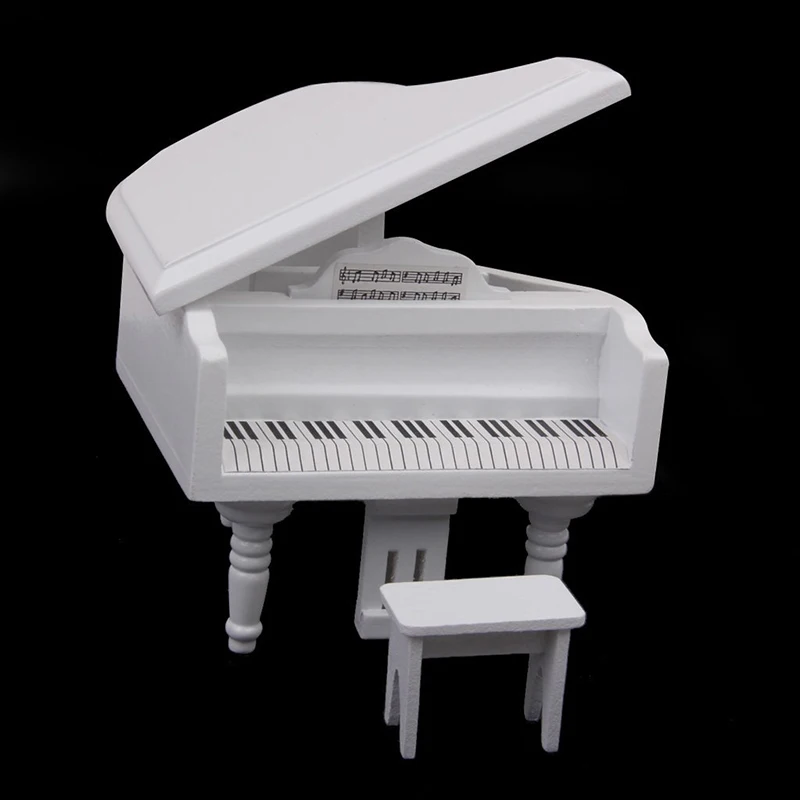 1:12 изысканный деревянный миниатюрное пианино Кукольный дом Белый|Кукольные