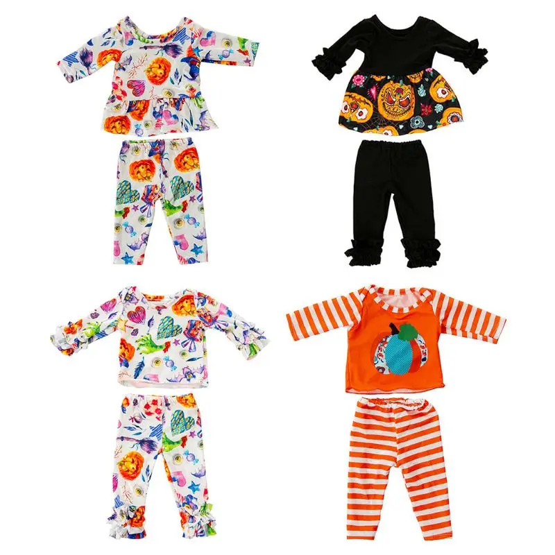 

Страшная серия одежды на Хэллоуин костюм контрастных цветов с рисунком тыквы одежда для американской куклы 18 дюймов аксессуары для кукол ...