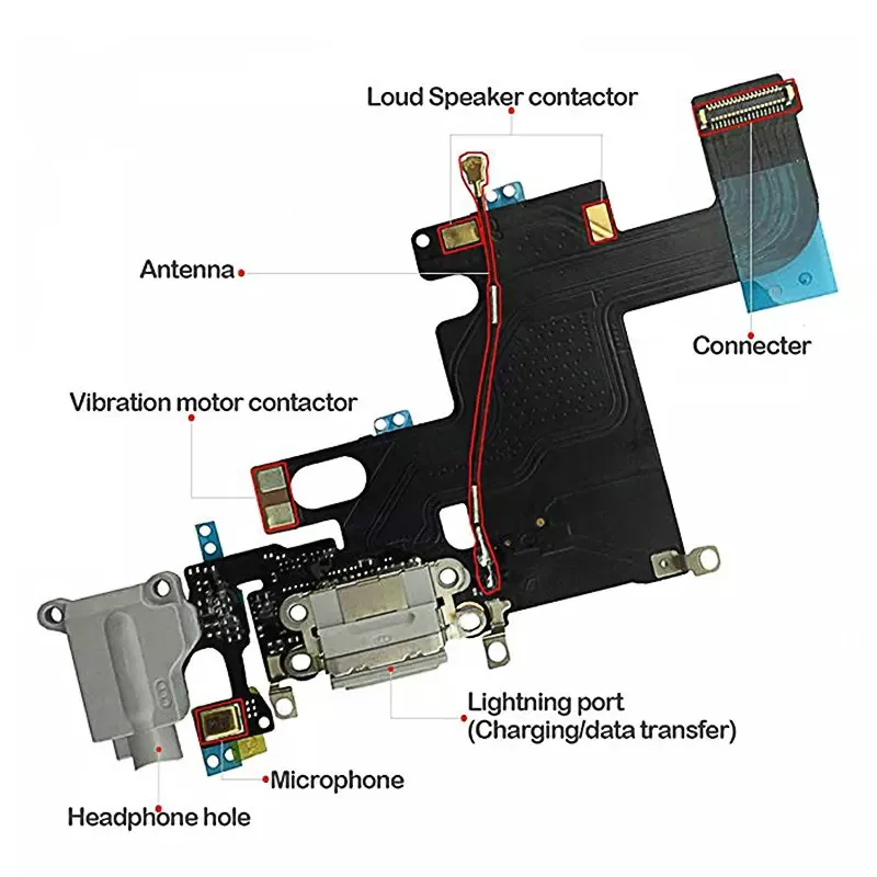 Запасной зарядный гибкий кабель для iPhone 5 5C 5S 6 6S 7 Plus USB зарядное устройство Порт