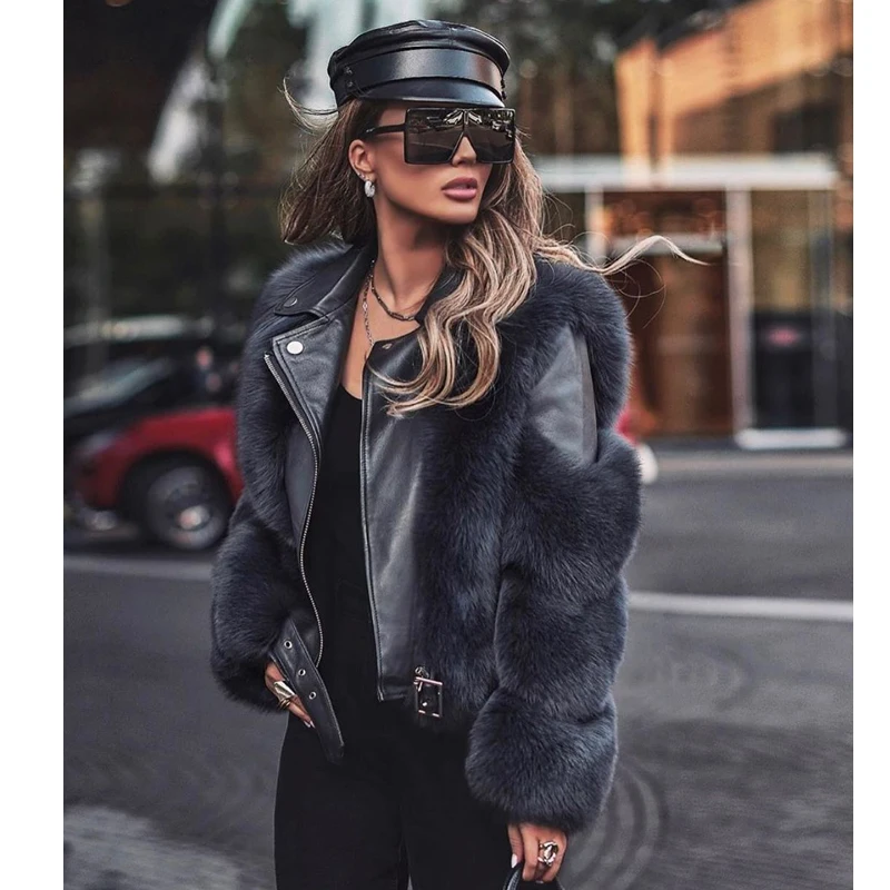 Winter Fashion Women Real Fox Fur Coats With Genuine Sheepskin Leather Whole skin Natural Fox Fur Jacket Luxury Outwear 2020 New