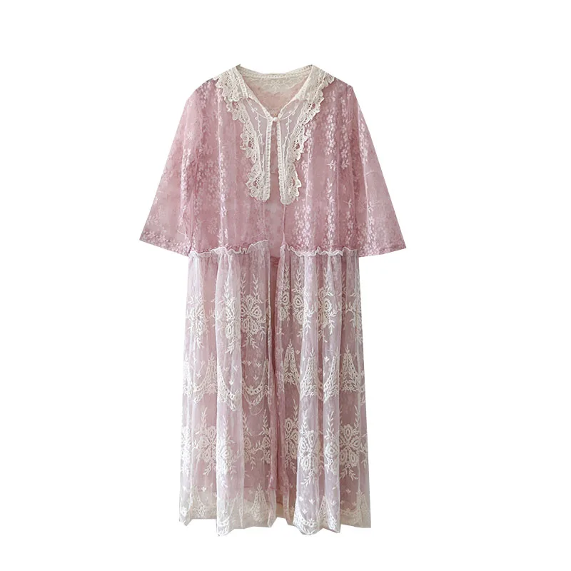 Женский мягкий кардиган с цветочной вышивкой Mori Girl Повседневная Свободная