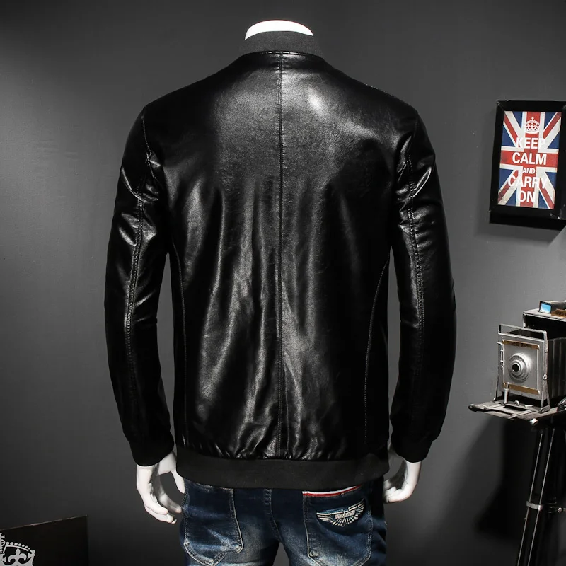 Высокого качества размера плюс 8XL 7XL 6XL Новая мужская Черная байкерская кожаная