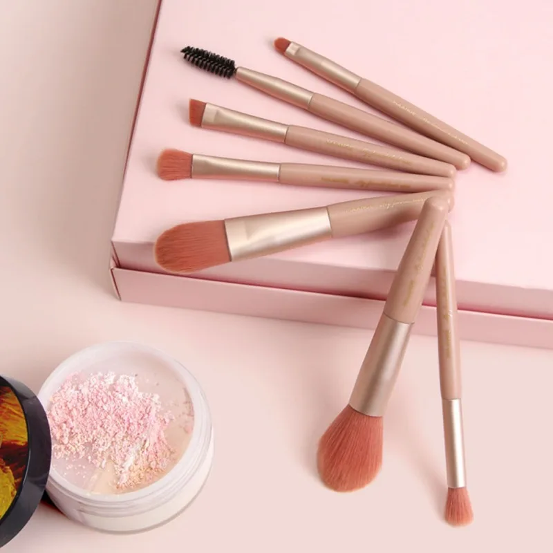 7 шт./компл. набор кистей для макияжа лица тональный порошок тени век подводка