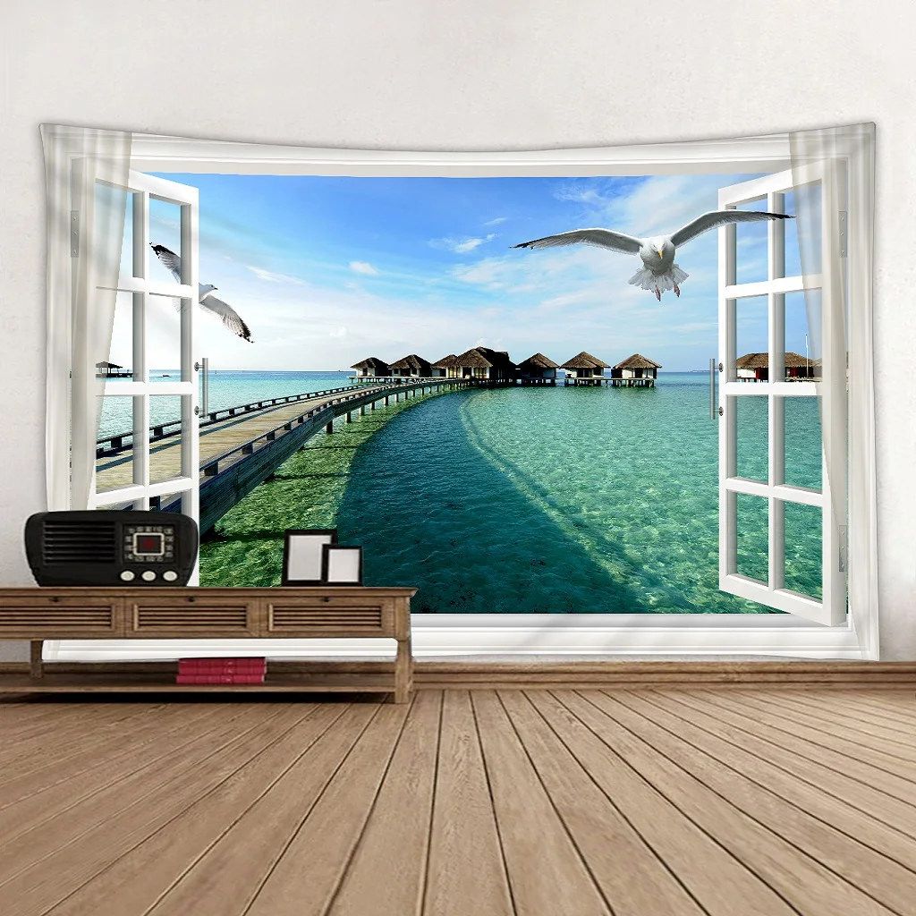 Настенный гобелен с пейзажем полиэстер 3D печать для гостиной спальни дома офиса