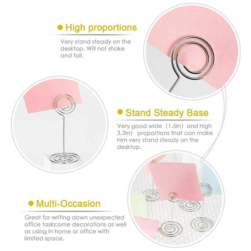 

24 Pack Place Card Holders Table Number Holders Wire Table Photo Holder for Wedding Office Name Memo Menu Clips(Silver)