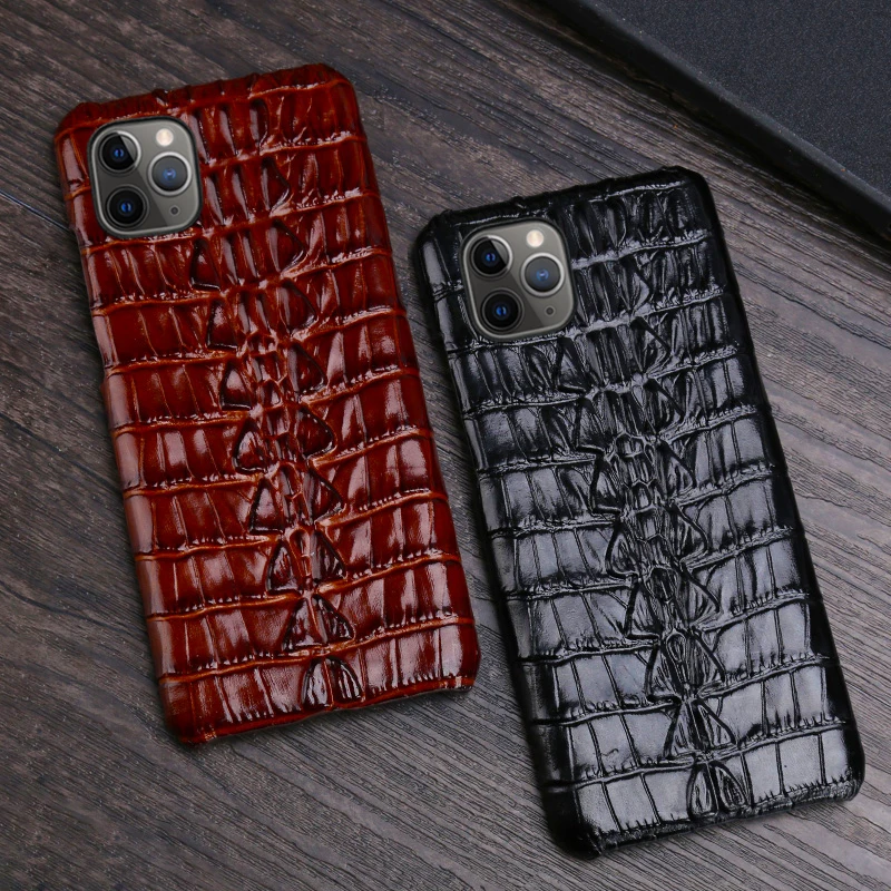 Чехол для телефона из натуральной кожи iPhone 11 Pro чехол с текстурой крокодиловый