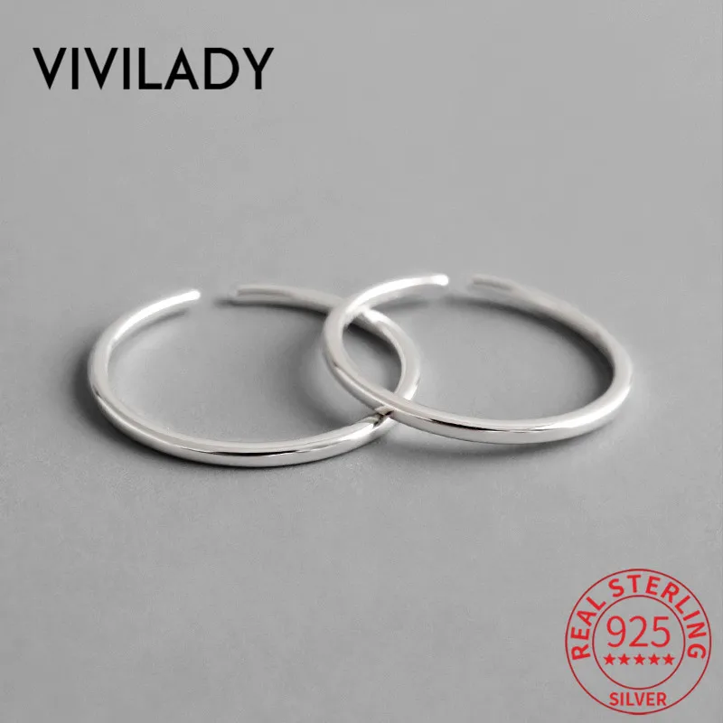 VIVILADY 925 пробы серебряные гладкие простые линии круглые женские открытые кольца в