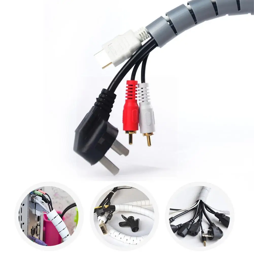 

1 Pcs 2m Flexible Cable Organizer Storage Pipe Tidy Management Protector Accessories Cable Cable Cord Desk Winder E4B1