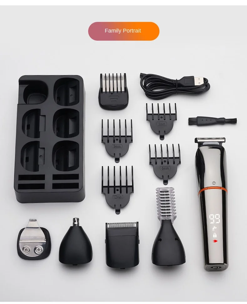 

11in1 multi hair trimmer men facial,beard,body grooming kits electric hair clipper nose ear trimer rechargeable 110v-220v