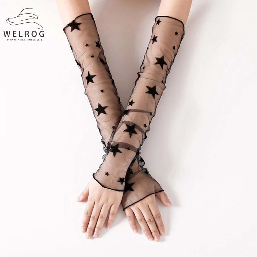 Перчатки WELROG с длинным рукавом и локтем перчатки для невесты черного цвета