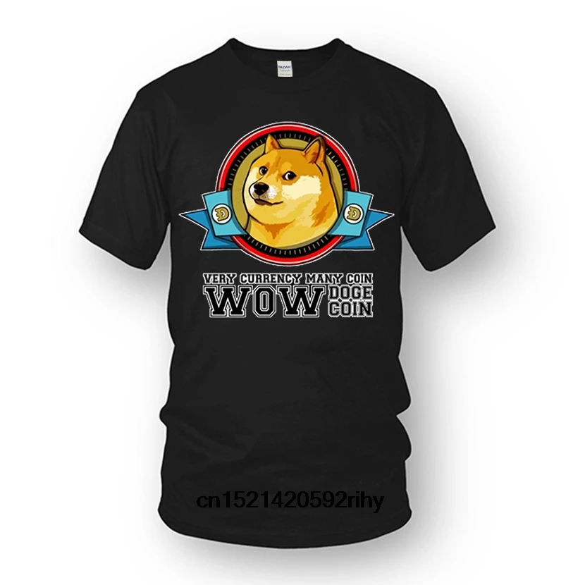 Wow Doge Meme Dogecoin рубашка 2018 9 цветов фанки рубашки 100% хлопок Мужская одежда футболка