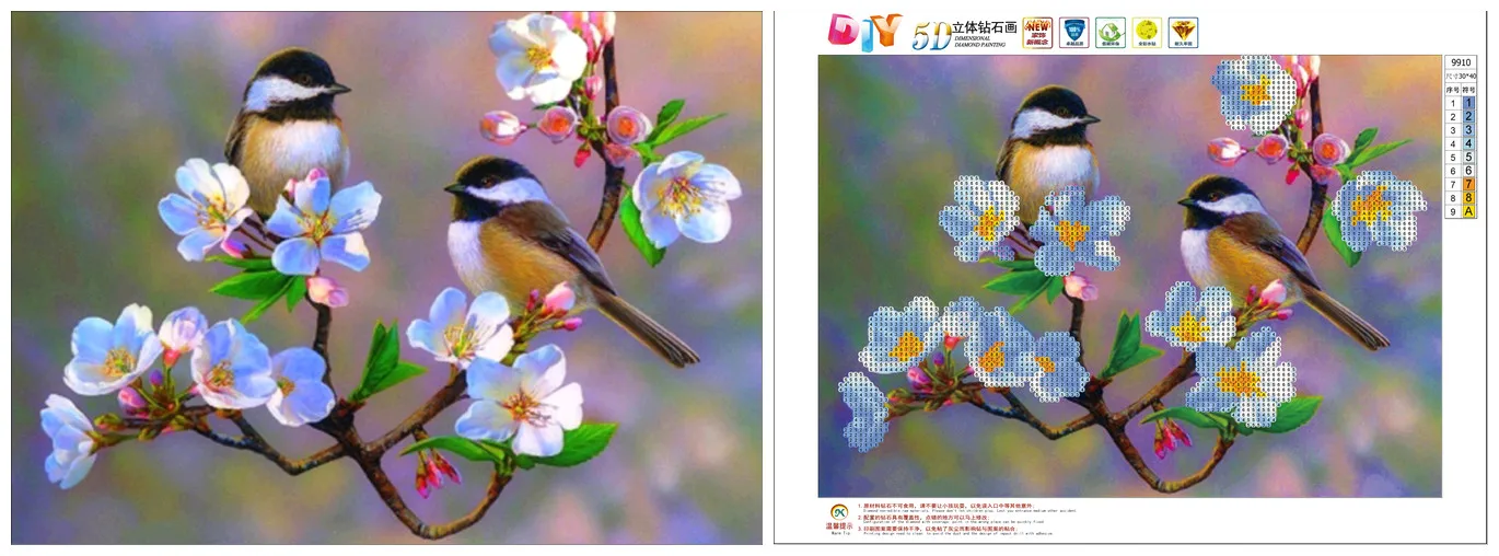 Новинка бриллиантовая живопись цветы вишни картина с птицей ручная работа