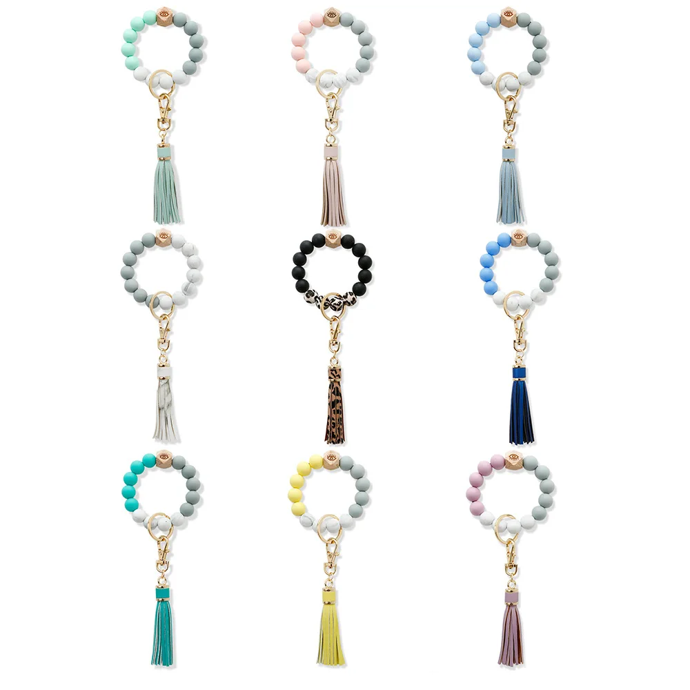 Смешанные деревянные бусины силикагель в форме двойного конуса красивые брелки