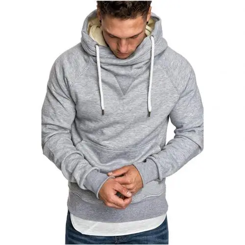 Light Gray Мужская однотонная свободная Спортивная толстовка с капюшоном и длинным рукавом и карманами sudaderas hombre материал флис - Цвет: Light Gray