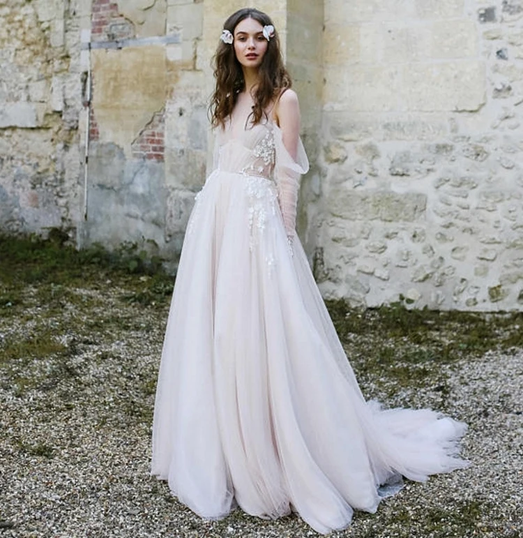 Женское свадебное платье с подкладкой телесного цвета винтажное шампанского