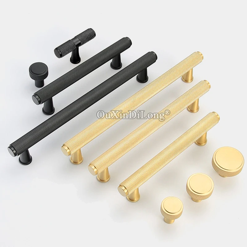 

10PCS Knurled/Textured Brass Furniture Handles Wardrobe Cupboard Door Pulls Cloakroom Bedside Cabinet Drawer Knobs Black GF747