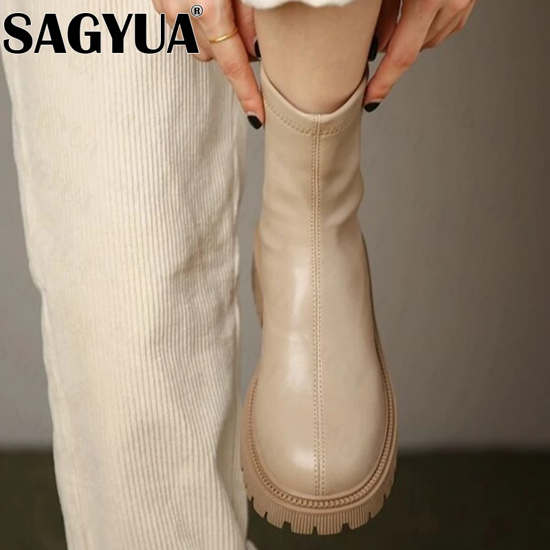 

Ботильоны челси на массивной платформе 2022 зимняя женская обувь на молнии из искусственной кожи на среднем каблуке спортивные мотоциклетны...