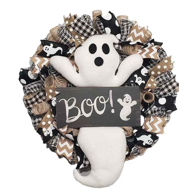 

Halloween Wreath Door Hanging Decoration Halloween Ghost Wreath Door Wreath Happy Halloween Party Home Party Supplies