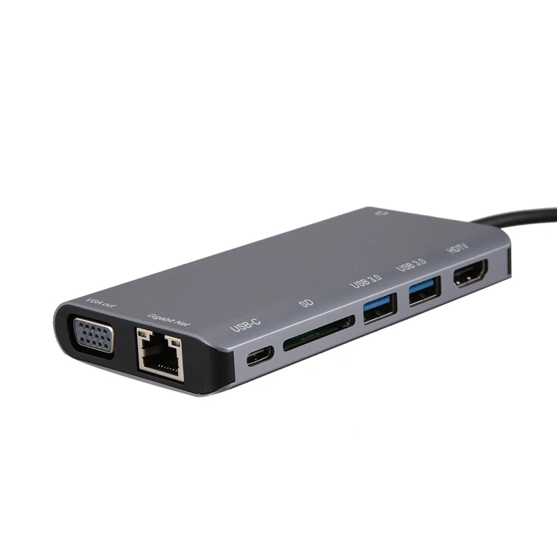 USB к Rj45 Lan 4K Hdmi Vga 2USB 3 0 кардридер для Sd-карт 8 в 1 Тип C док-станция адаптер