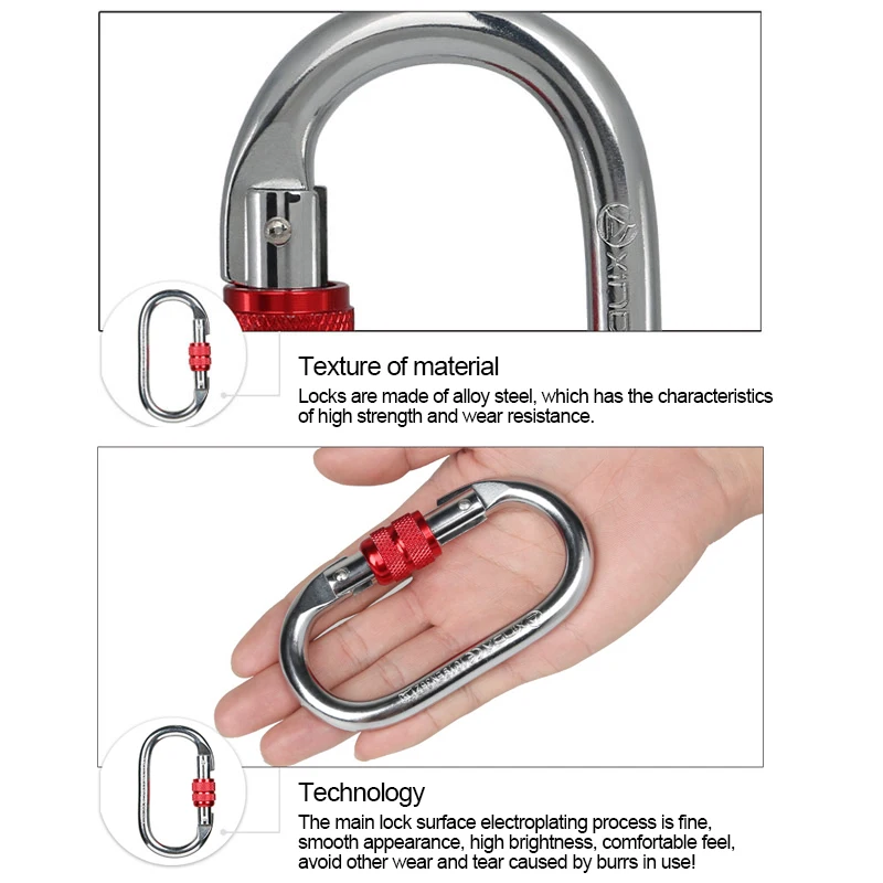 

Professional Rock Climbing Carabiner 25KN Safety Pear-shape Safety Buckle Hiking Survival Kit Protective Equipment