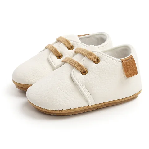Обувь из искусственной кожи для новорожденных мальчиков, обувь для первых шагов, обувь для детской кроватки, резиновая нескользящая обувь в стиле ретро для малышей 3, 6, 9, 12, 18 месяцев