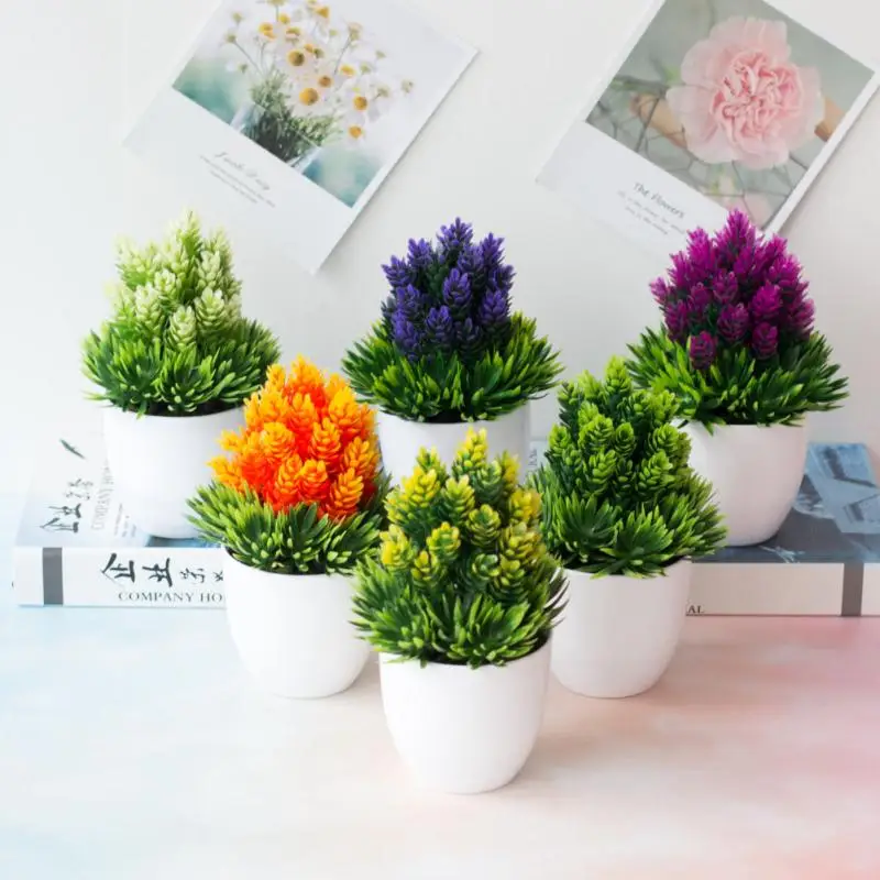 

Rtificial Plants Potted Green Bonsai Small Tree Grass Plants Pot Ornament Fake Flowers For Home Garden Decoration Wedding Party