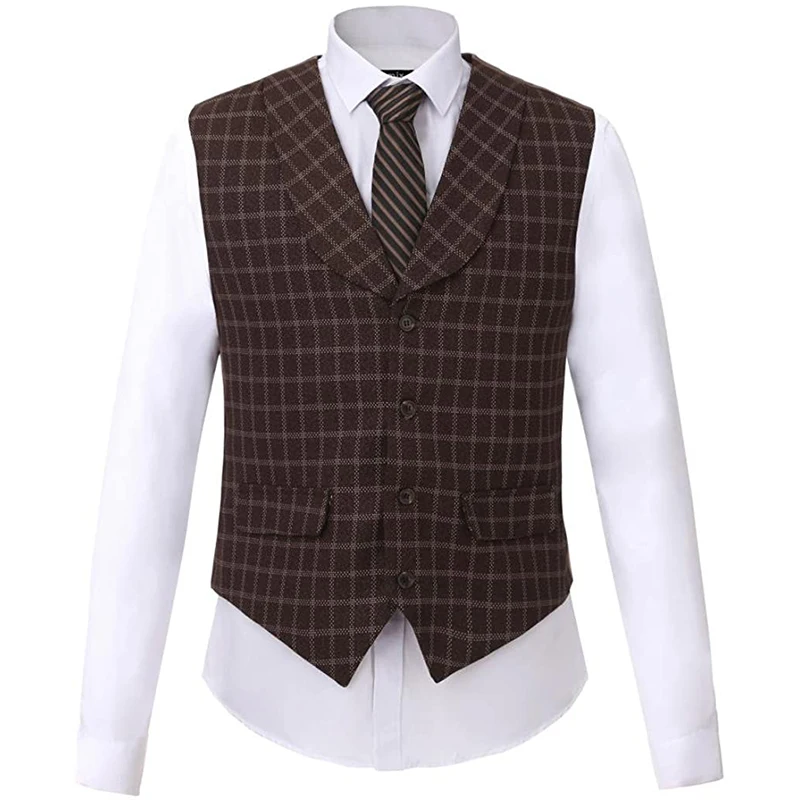 

Men's Slim Fit Suits Groom Wedding Tuxedo Plaid 3 Piece Jacket Vest and Pants Sets Formal Office Business Blazer Terno Masculino