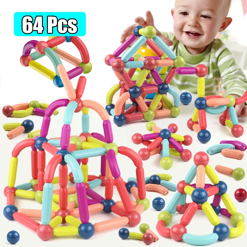 64 шт. большой Размеры с магнитной застёжкой строительные блоки игра на магнитах