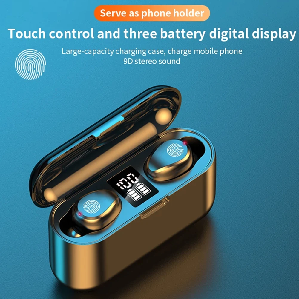 

F9 Bluetooth-compatible TWS Stereo Earbuds In-ear Sports Running Headset Earphone Shared Music Headset Phone for Smart Phone