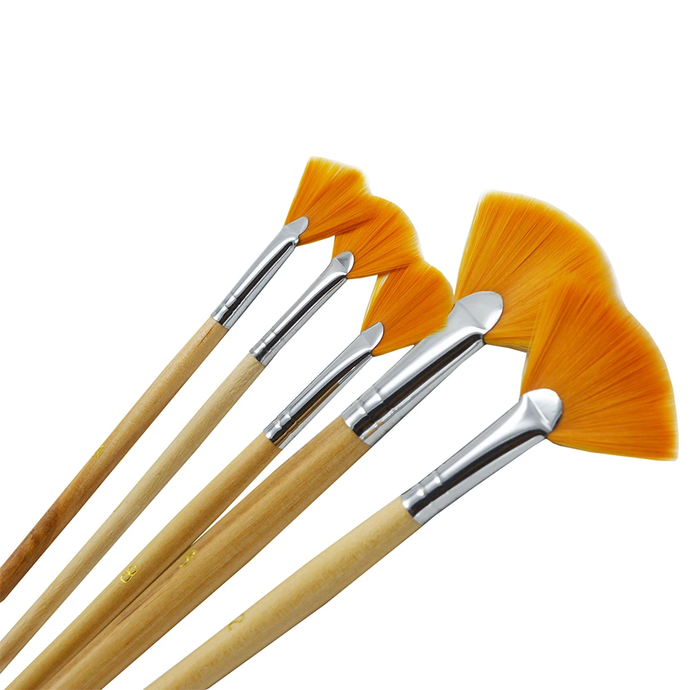 5 шт./компл. длинный нейлоновый веер в форме веера набор кистей для рисования
