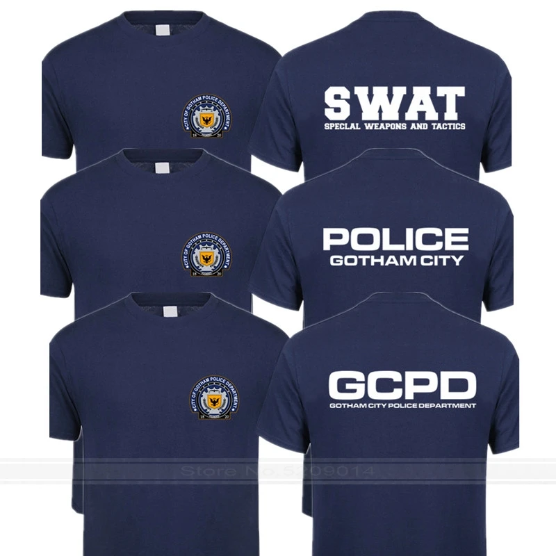 Готэм-Сити полицейский Футболка короткий рукав GCPD полиции SWAT Готэм Мужская