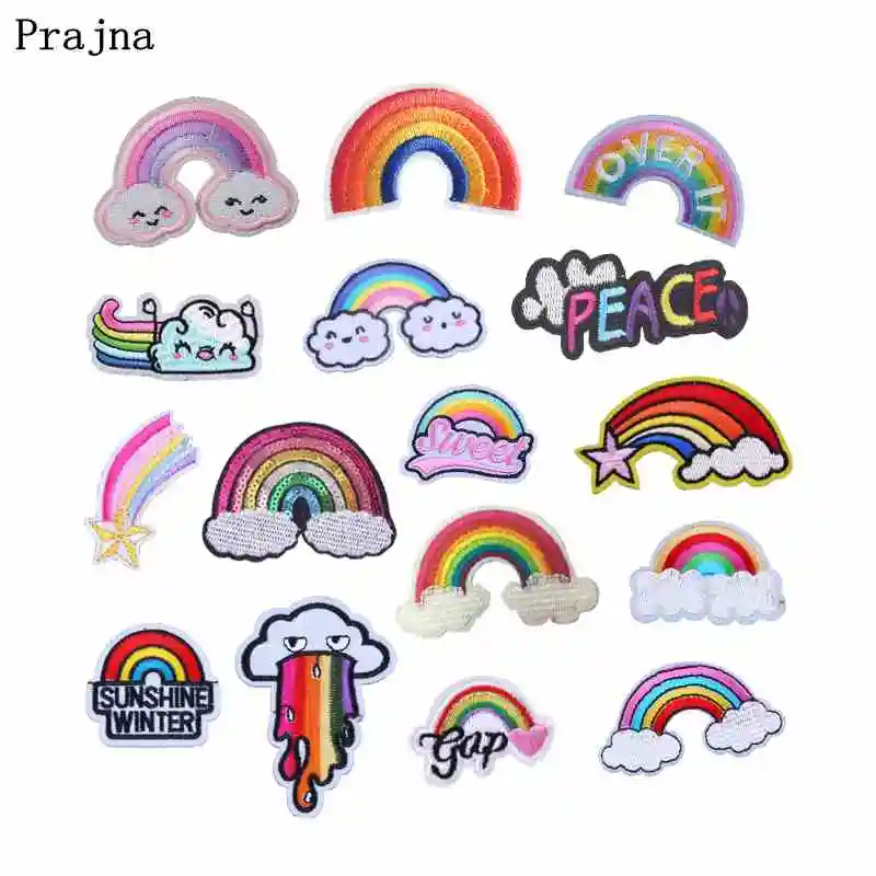 Prajna радужные железные нашивки для одежды вышитые с героями мультфильмов на