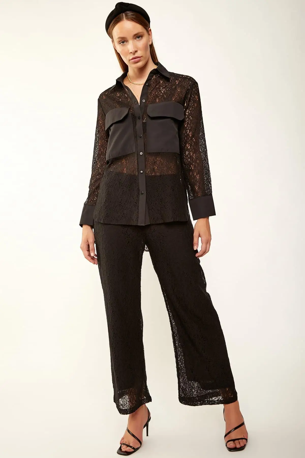 Счастье ist. Женский черный топ рубашка шесть штанов костюм FN01452 | Женская одежда