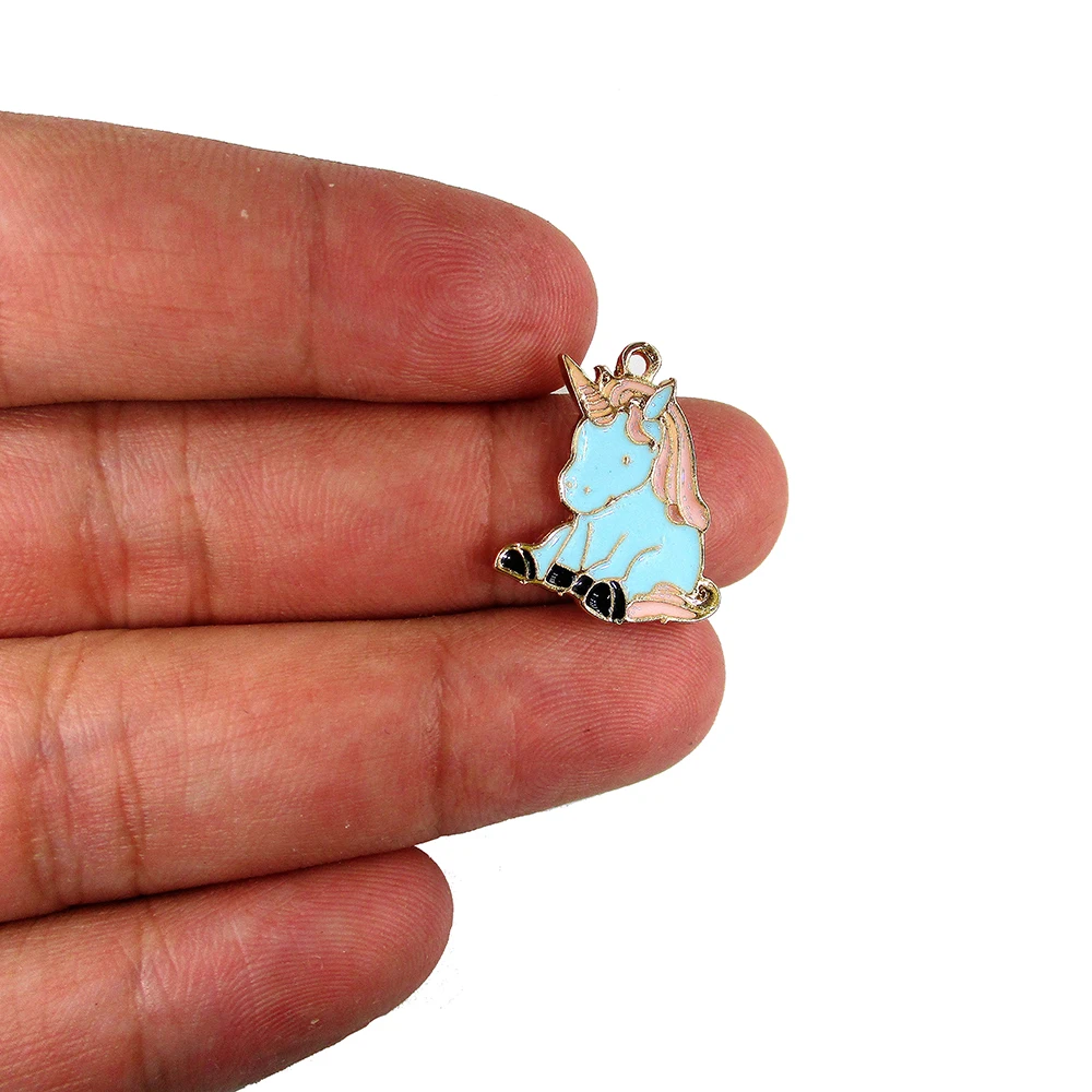 10 шт./лот эмалированная подвеска в виде милой лошади из сплава единорог для