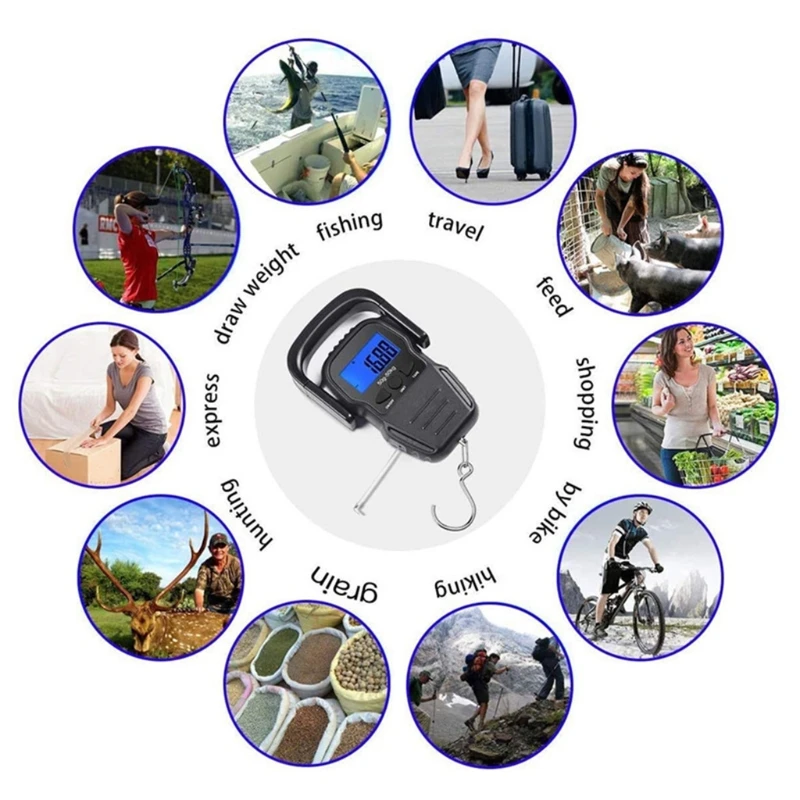 

Fishing Scale Digital Hanging Scale with Measuring Tape LCD Display 110lb/50kg