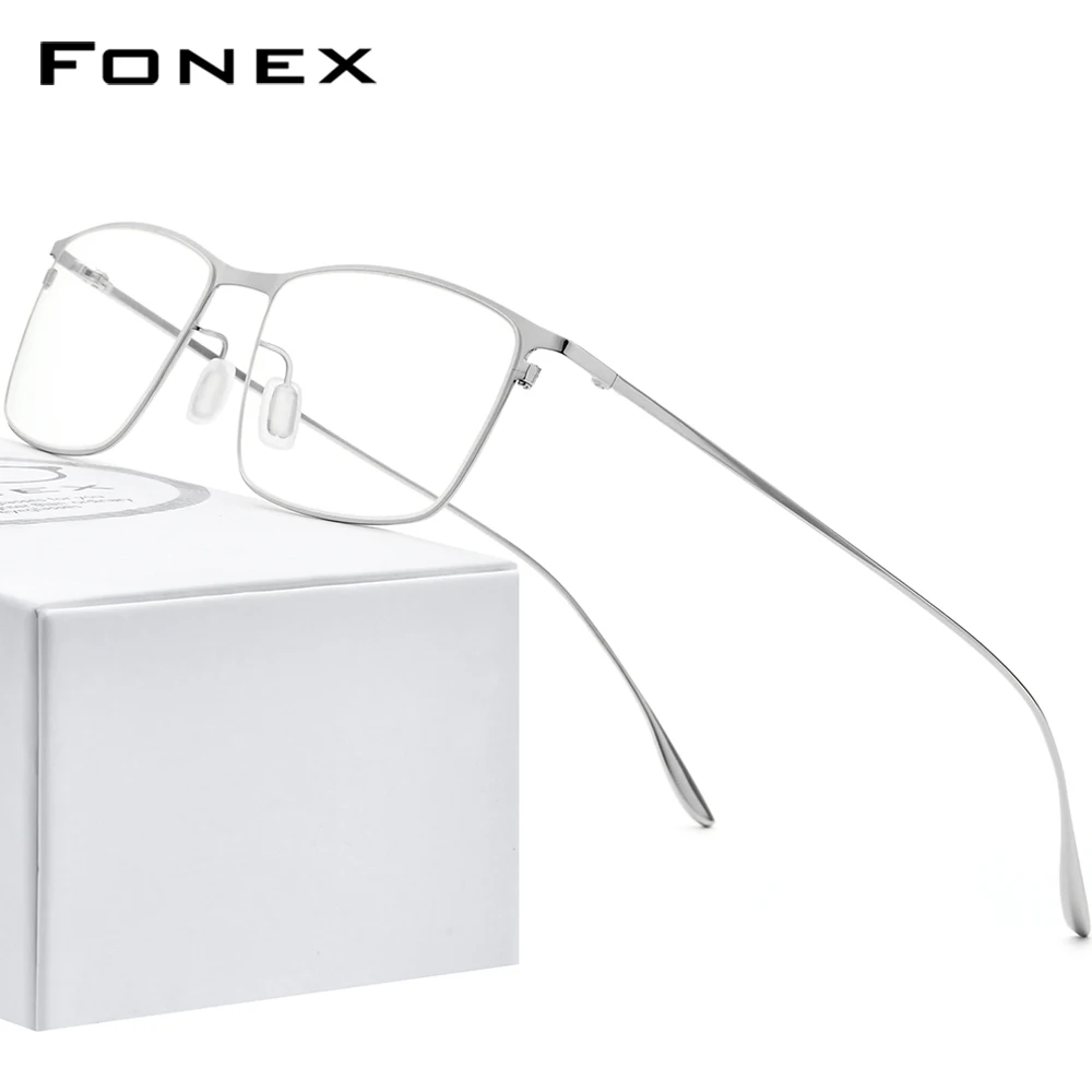 

FONEX Titanium Alloy Glasses Frame Men Square Myopia Prescription Eyeglasses Frames 2020 New Full Optical Korean Eyewear 8105