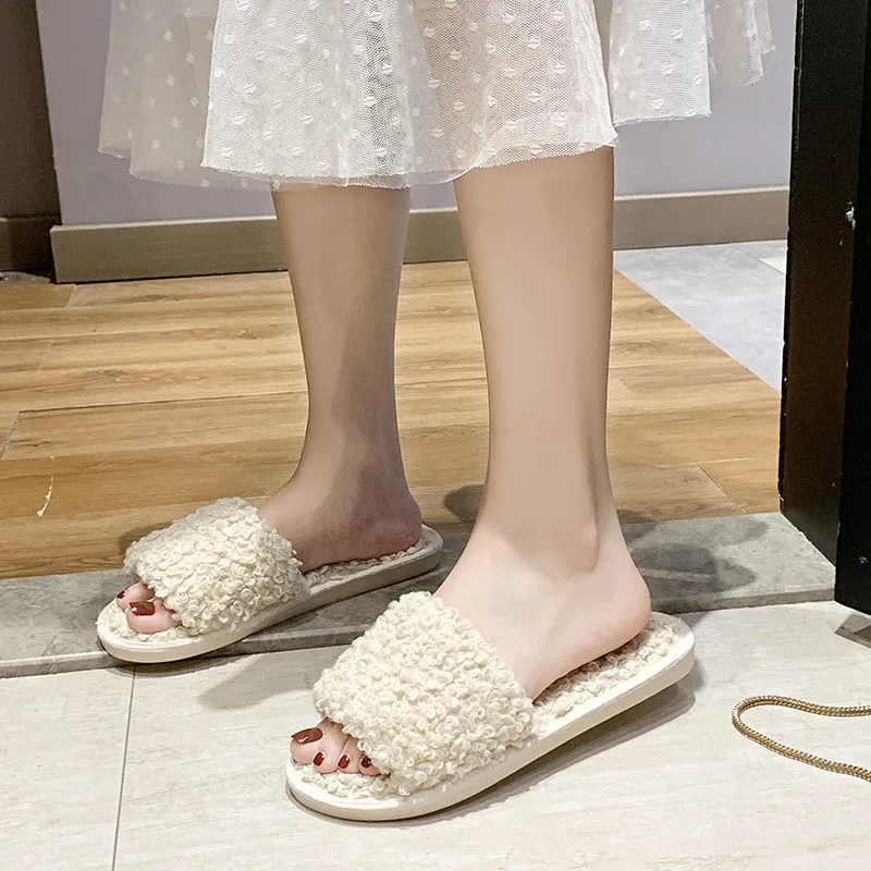

COOTELILI Fashion Women Slippers Home Indoor Plush Slippers Autumn Winter Female Flat Shoes Ladies Comfortable Fur