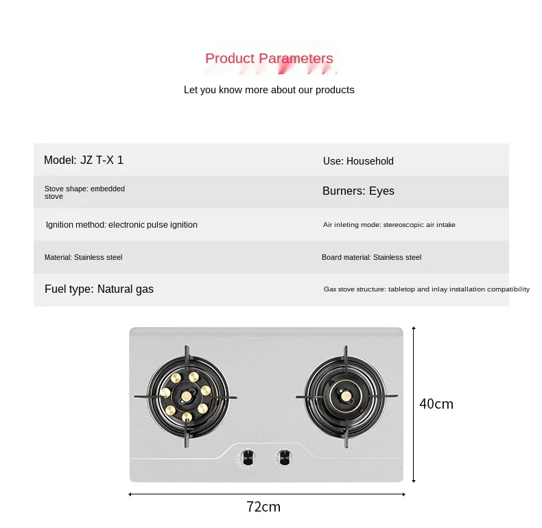 

Embedded Double Gas Stove Stainless Steel Gas Stove Household Fierce Fire Gas Stove Double Burner Gas Stove
