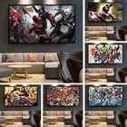Комбинированная картина с супергероями Марвел, Человек-паук, Капитан Америка, Халк, HD-печать, плакат, черно-белые украшения для стен