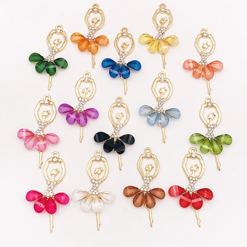 10 шт./лот сплав девочка танец балет Стразы кулоны пуговицы ювелирные изделия