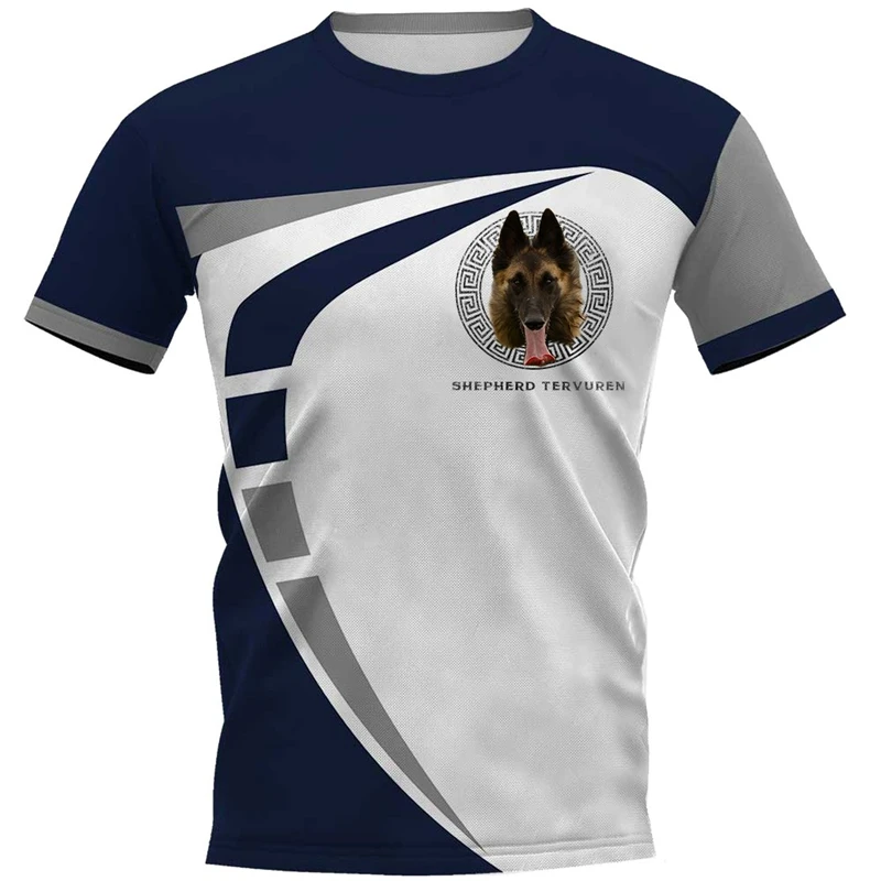 

CLOOCL Men's T-shirt Belgian Shepherd Tervuren 3D Print Chest Dog Face Logo Tee Shirt Clothing Unisex Short Sleeve Tops
